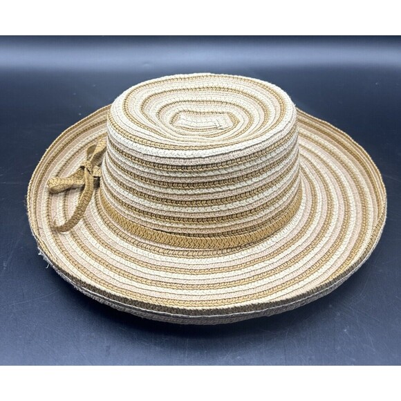 Jeff Gordon Inc Brown & Tan Women’s Straw Hat W/ Bow EUC - Picture 3 of 7